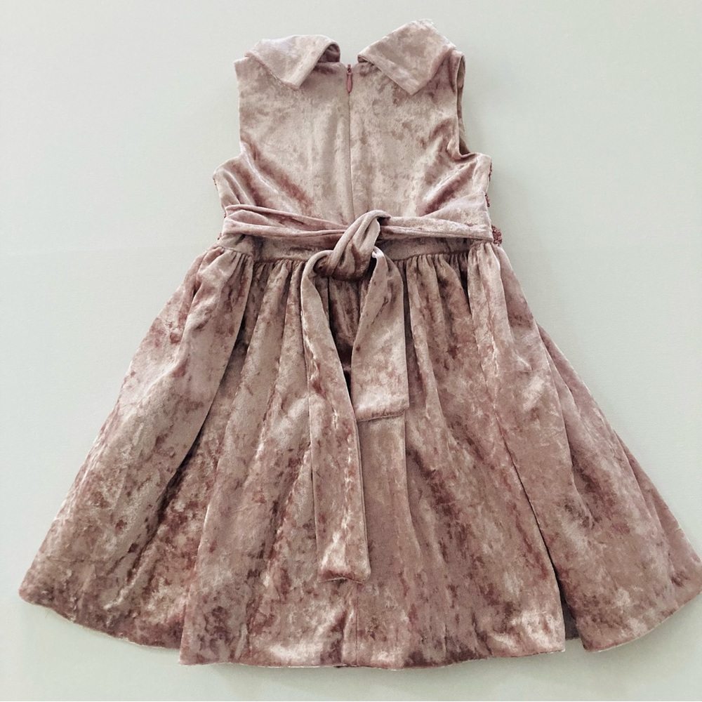 Bonnie Jean 4T Toddler Girl Pink Crushed Velvet Dress Special Occasions - Picture 5 of 9